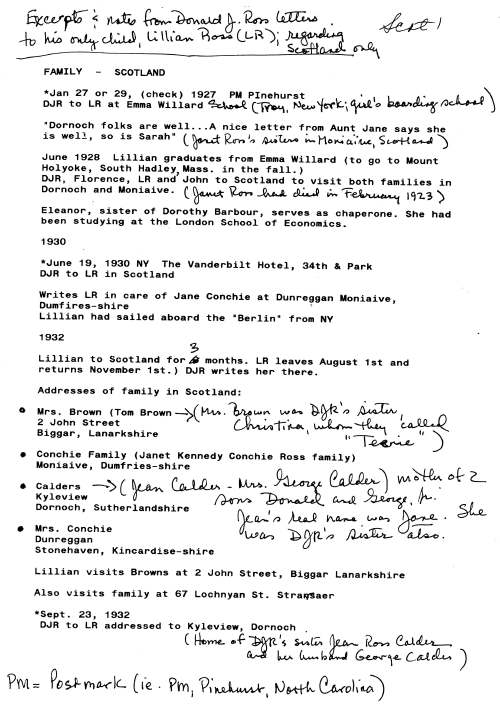 Excerpts from letters of Donald James Ross