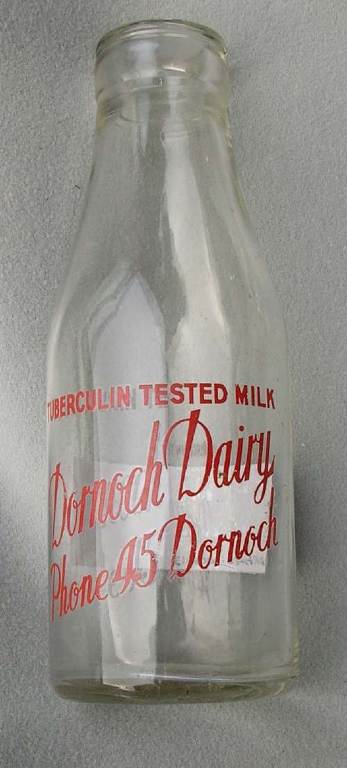 Milk bottle from Dornoch Dairy