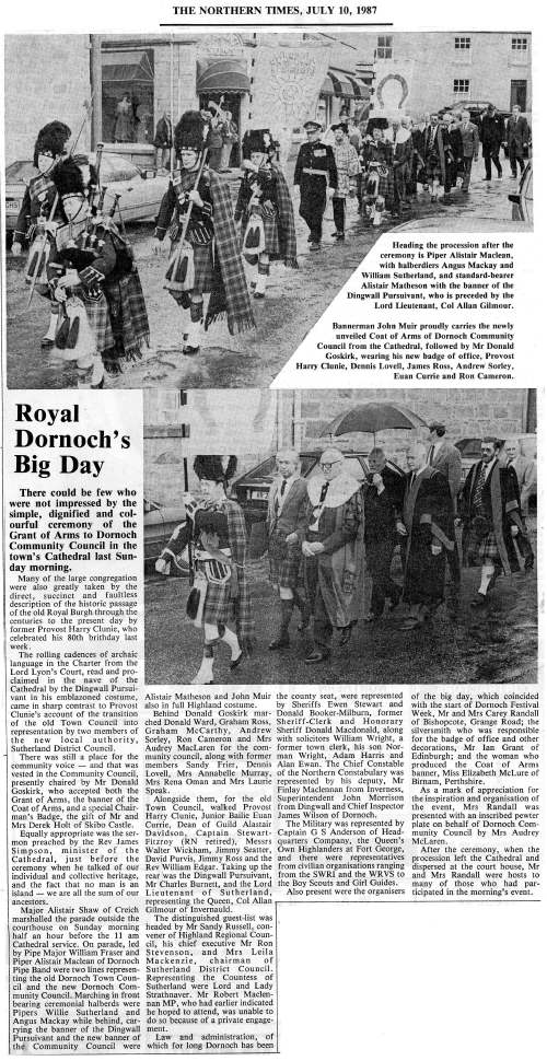 Ceremony of the Grant of Arms to Dornoch Community Council