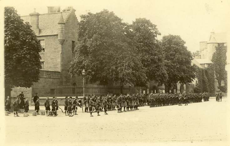Gordon Highlanders parade in the Square, Dornoch
