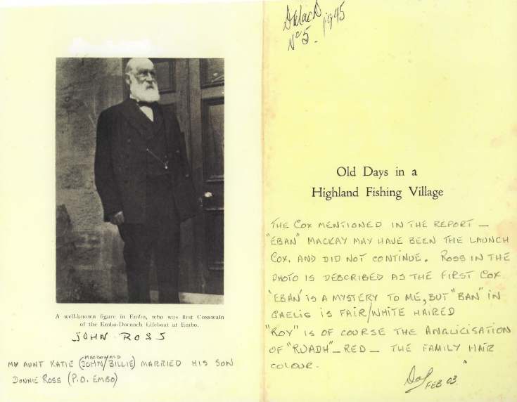 Embo lifeboat - first Coxswain