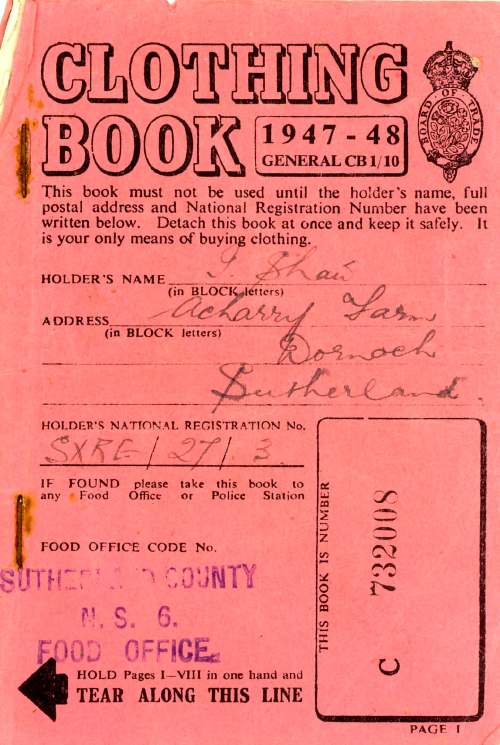 Clothing coupon book 1947/48