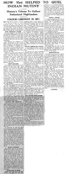 Role of the 93rd in the Indian Mutiny