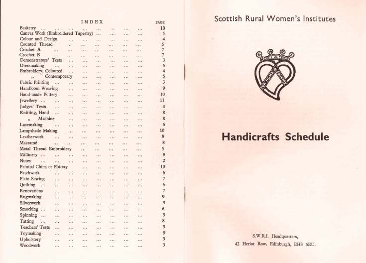 SWRI Handicrafts Schedule
