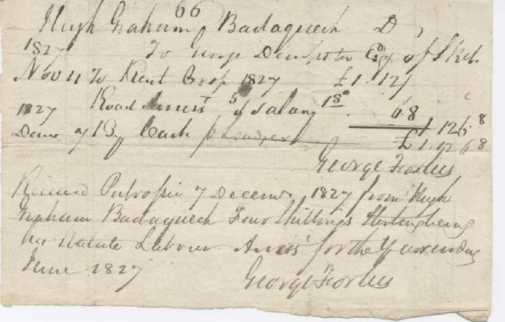 Rent receipt Hugh Graham 1827