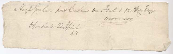 Rent receipt ~ Hugh Graham 1843