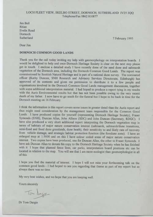 Letter re Common Good Lands 1995