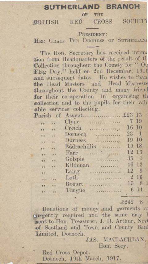 Sutherland Branch British Red Cross Society
