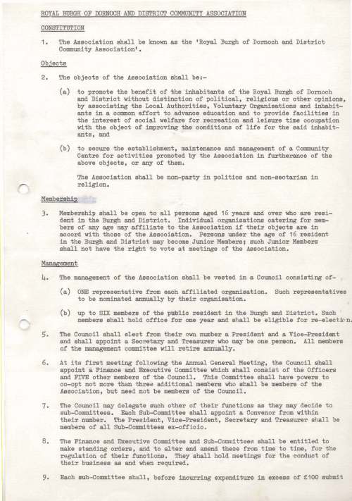 Dornoch & District Community Association Papers