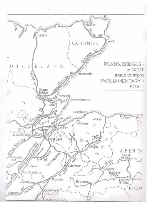 Map of Roads and Bridges c.1803 in N.E. Scotland