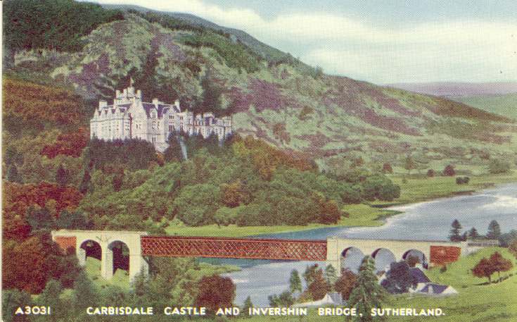 Furness Postcard Collection - Carbisdale Castle and railway bridge