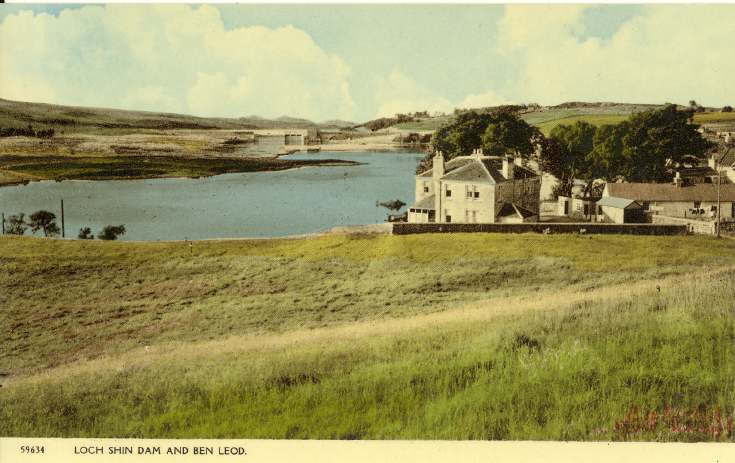 Furness Postcard Collection - Loch Shin Dam and Ben Leod