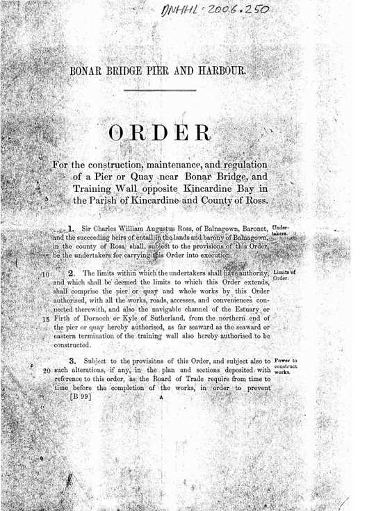 Bonar Bridge Pier and Harbour Order 1877