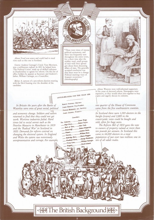 Illustration from a set of 21 posters of the life of Andrew Carnegie