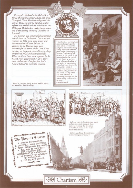 Illustration from a set of 21 posters of the life of Andrew Carnegie