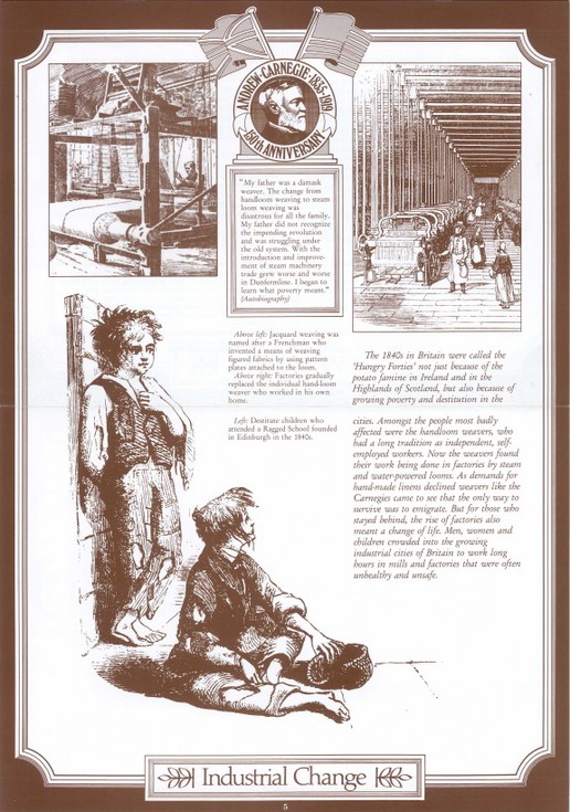Illustration from a set of 21 posters of the life of Andrew Carnegie