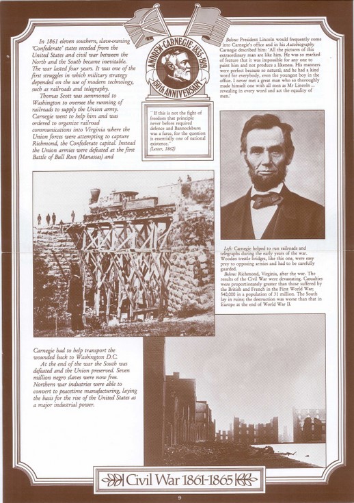 Illustration from a set of 21 posters of the life of Andrew Carnegie