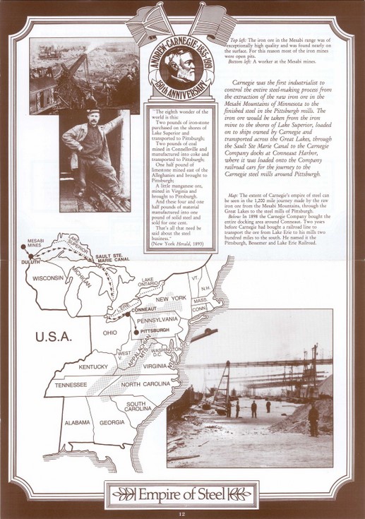 Illustration from a set of 21 posters of the life of Andrew Carnegie