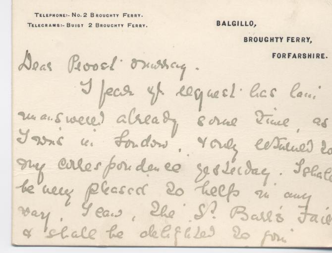 Letter re assistance with booth for cathedral septcentenary celebrations
