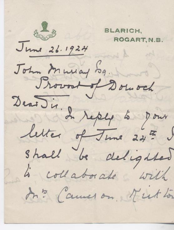 Letter re assistance with booth for cathedral septcentenary celebrations