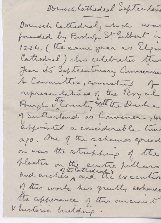 Notes on cathedral septcentenary celebrations