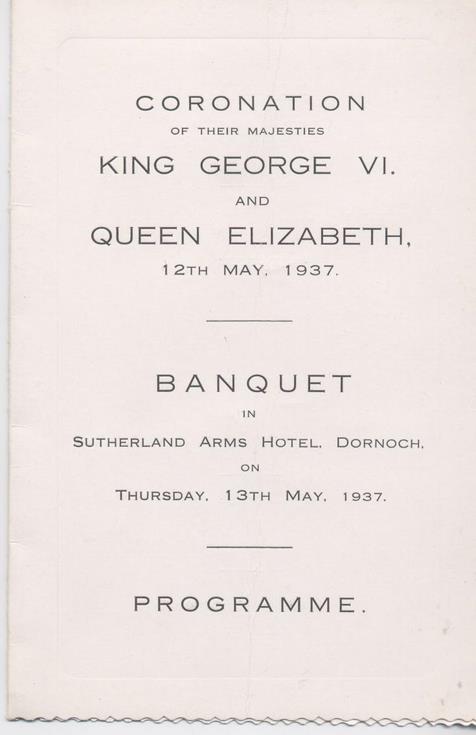 Menu and toast list for coronation banquet 1937
