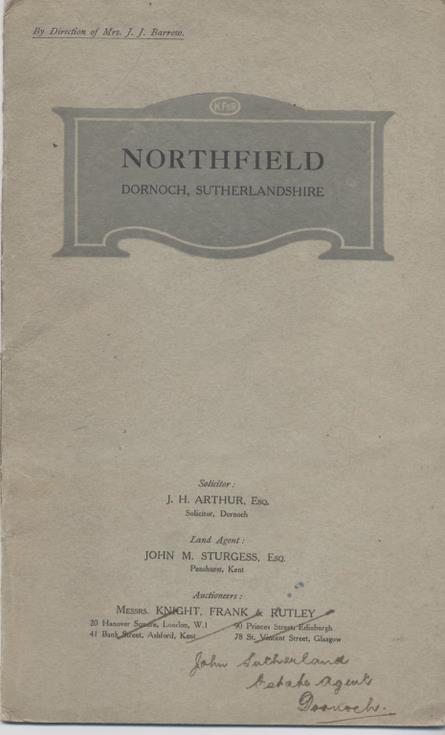 Sales prospectus for Northfield, Dornoch (Burghfield Hotel)