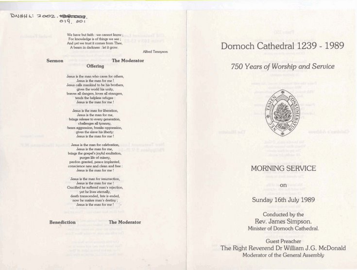 Order of Service 1989