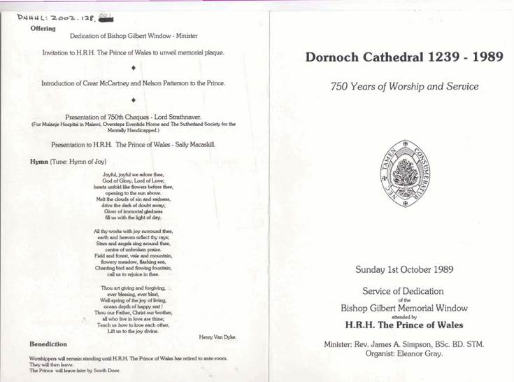 Order of Service 1989