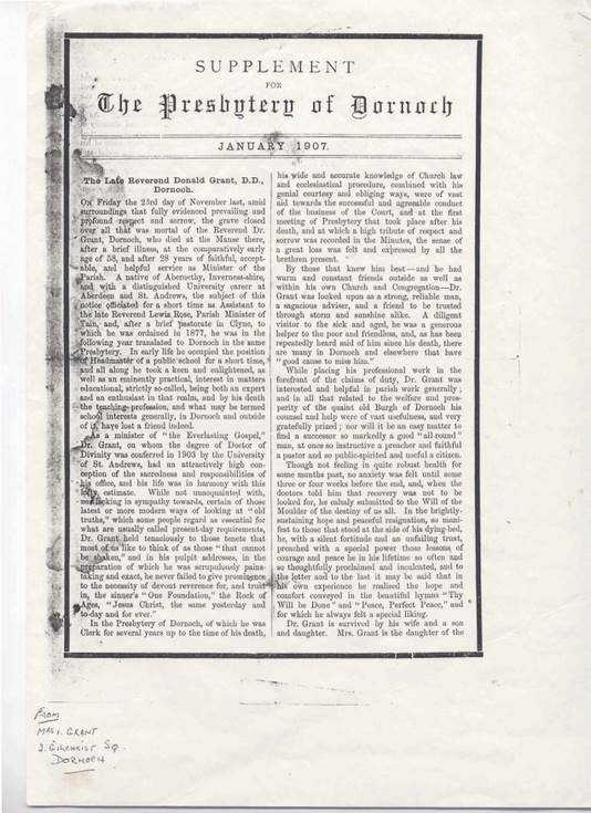 Obituary for Rev Donald Grant
