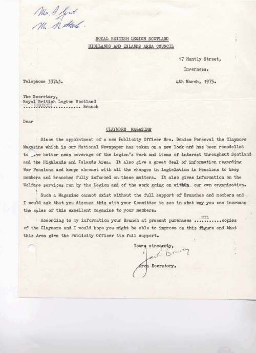 British Legion Correspondence - The Claymore Magazine