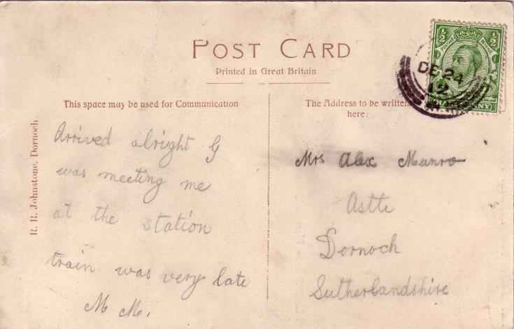 Reverse of a monochrom postcard of the United Free Church