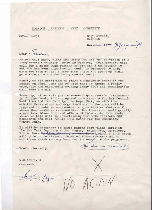 British Legion Correspondence - Dornoch Festival Week
