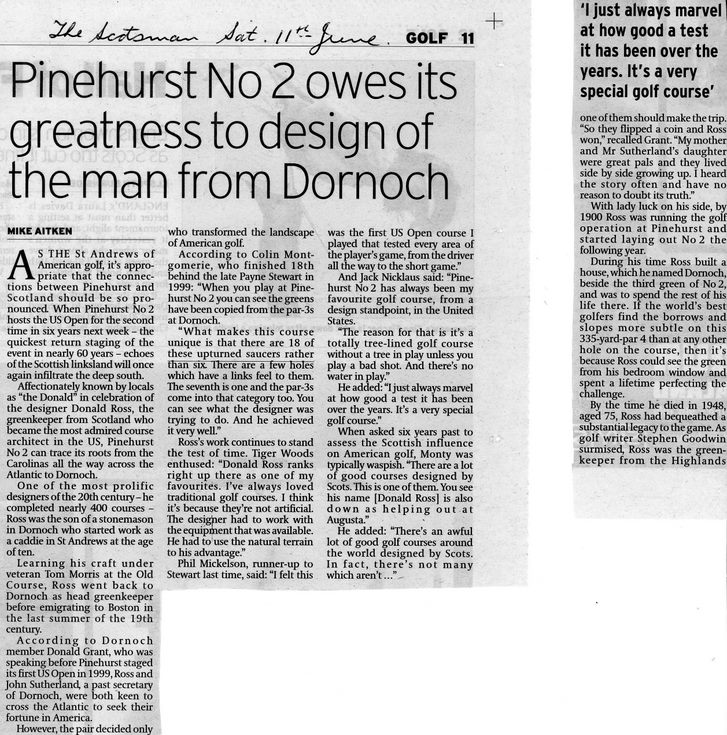 Pinehurst No 2 owes it greatness to man from Dornoch
