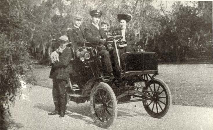 Photograph of a very old car at Skibo Castle