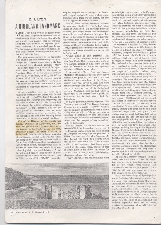 A Highland Landmark article about George Dempster