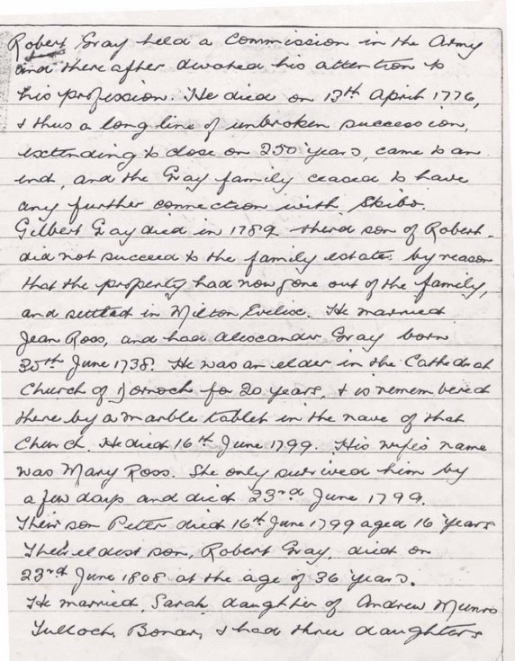 Genealogy notes on Robert Gray d 1776
