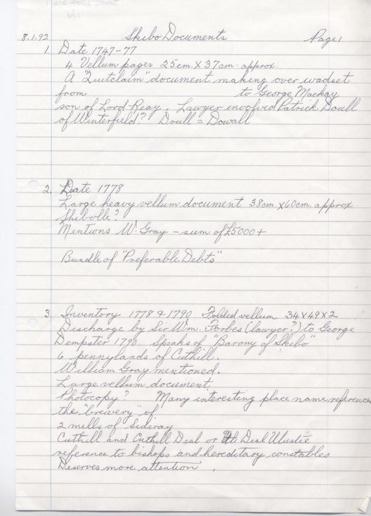 Notes on Skibo 1727 - 1790
