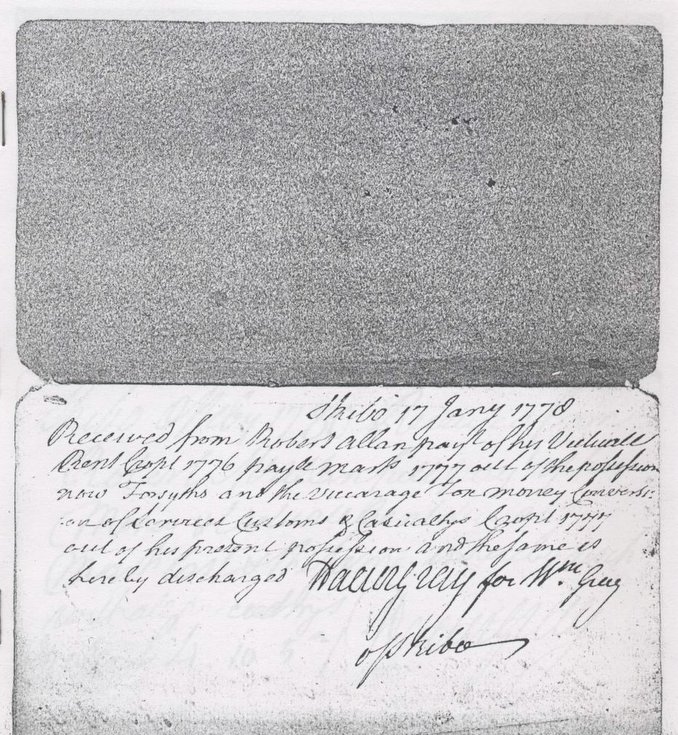 Skibo Rent Receipts 1770 -1806