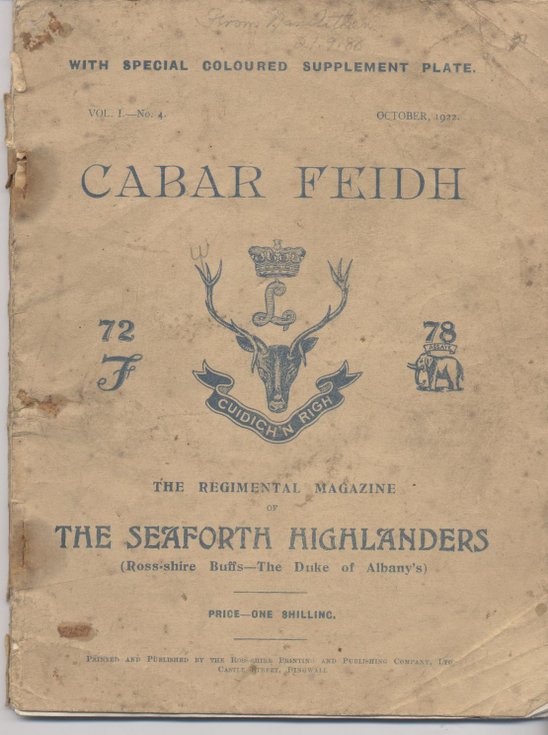 The Seaforth Highlanders Regimental Magazine 1922