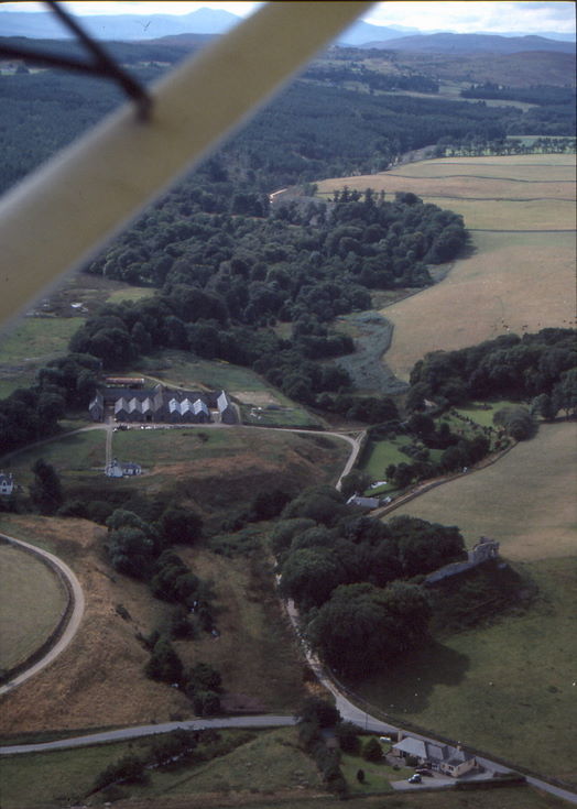 Aerail photograph of Skelbo Castle and Skelbo Farm