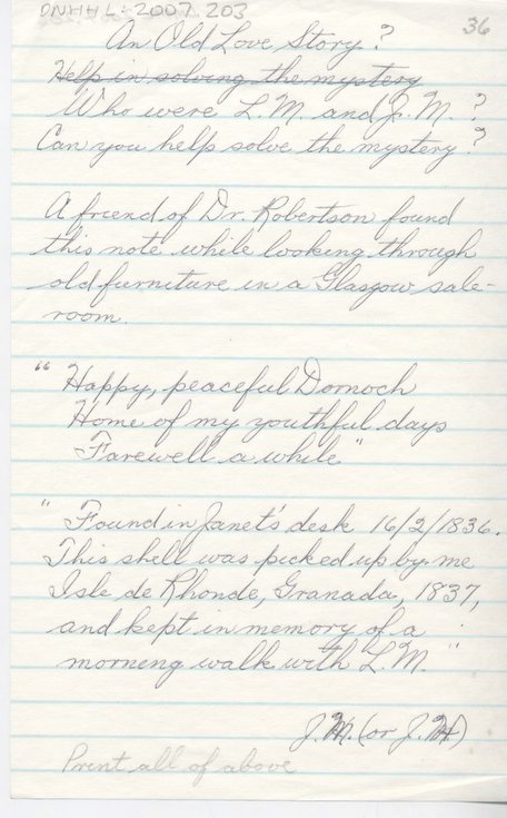 Note found in a desk - 'Happy and Peaceful Dornoch'