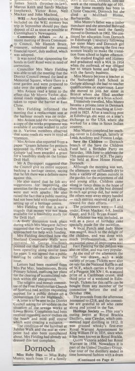 Obituary for Ruby Munro, Balvraid