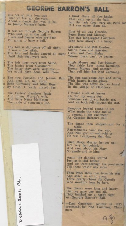 Poem 'Geordie Barron's Ball'
