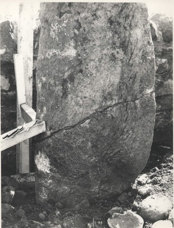 Base of the re-sited Clach a'Charra in 1968.