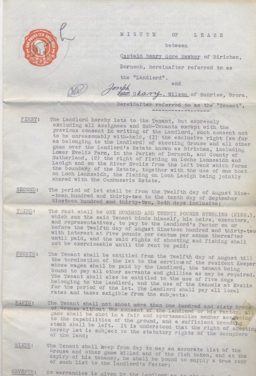 Lease Birichen shootings and fishing 1932