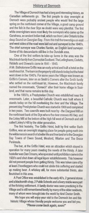 History of Dornoch Village, Ontario, Canada