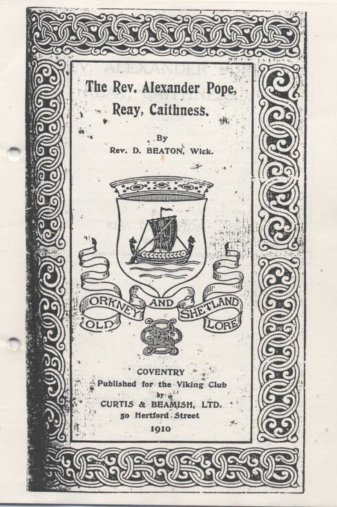 Rev Alexander Pope, Reay, Caithness