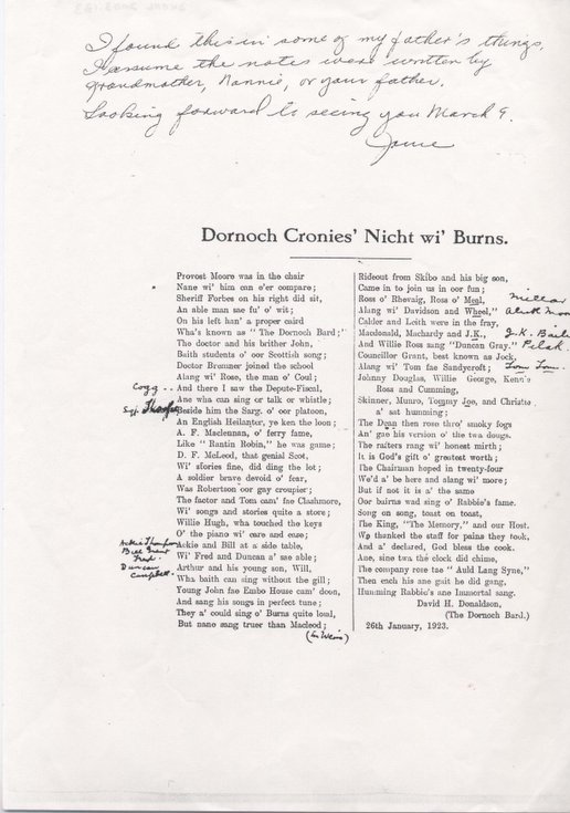 Poem - Dornoch Cronies Nicht wi' Burns