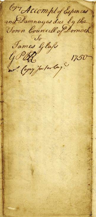 Account of expenses James Glass to Dornoch Town Council